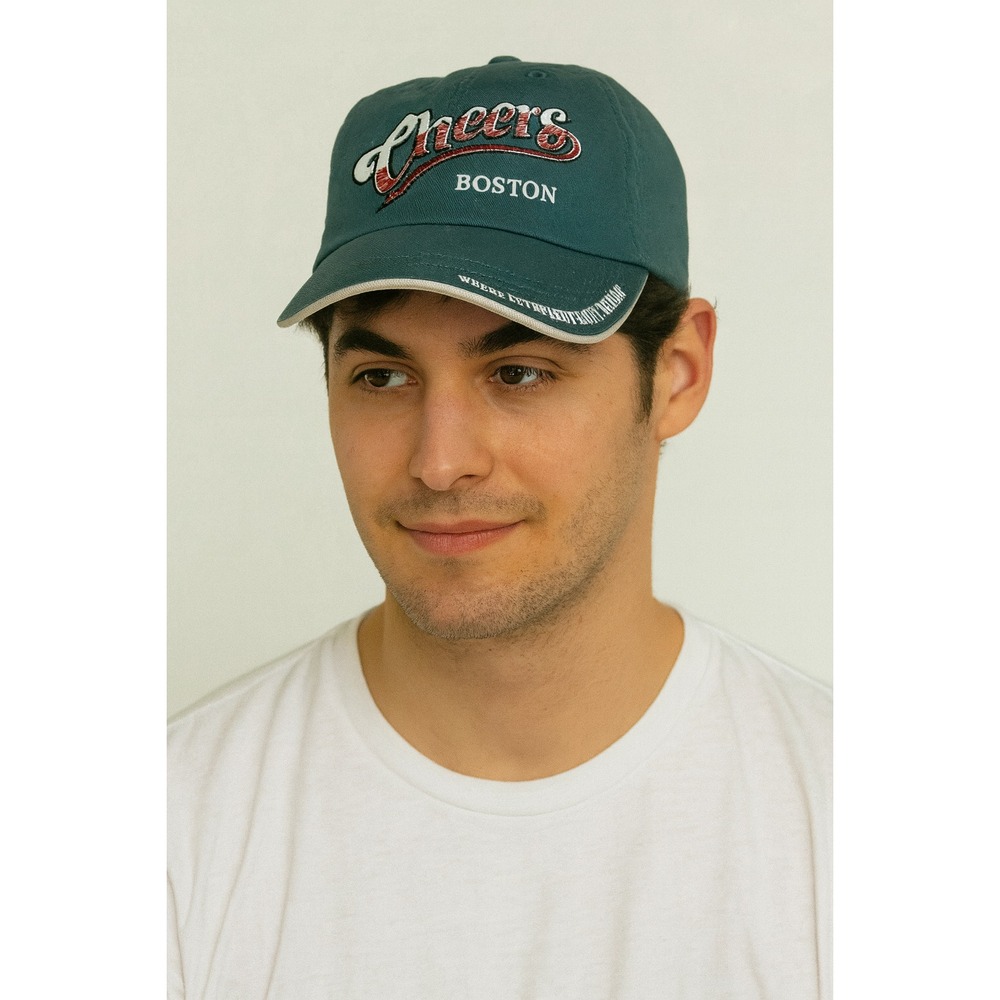 VTG Cheers Boston Baseball Cap Green Adjustable Hat TV Show Slogan Embroidered